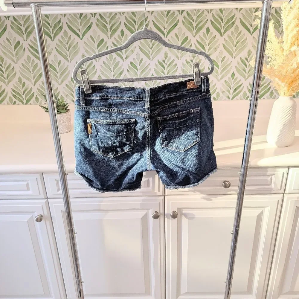 Paige Denim Cut Off Jean Shorts 28 Denim Y2K Coastal Anericana Summer Beachy